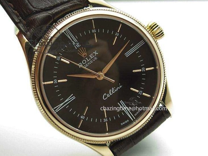 MiroTime 1219 Cellini 50505 RG Black Dial on Brown Leather Strap A2824 BP Maker Premium 4047